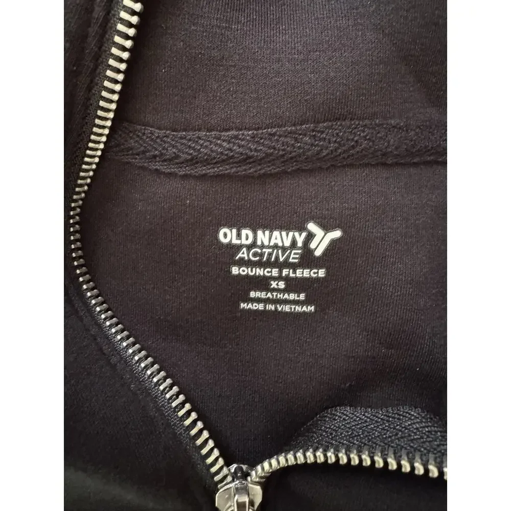 Old Navy Active Black Bounce Fleece 1/4 Zip Cropped Pullover Sweatshirt Size XS - Picture 6 of 7